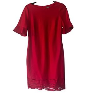 Donna Ricco Red Dress Size 6 Flared Sleeve Knee‎ Length Career Cocktail